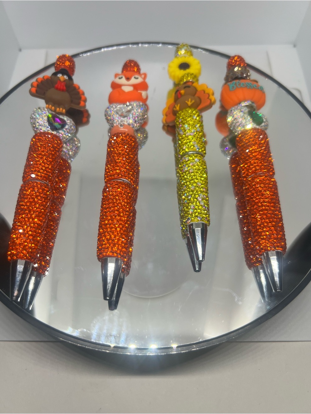 Rhinestone Pens Fall Thanksgiving Bling Pens Turkey Fox Pumpkin Sunflower Sparkl - Picture 11 of 11